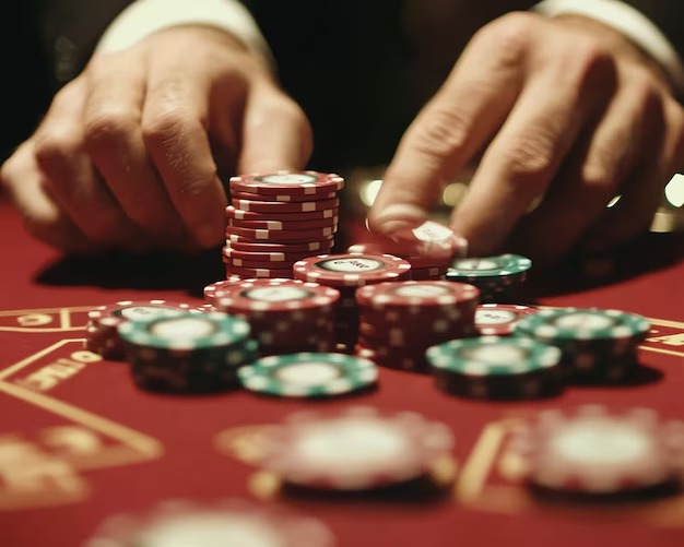 Live dealer blackjack table with dealer and player positions